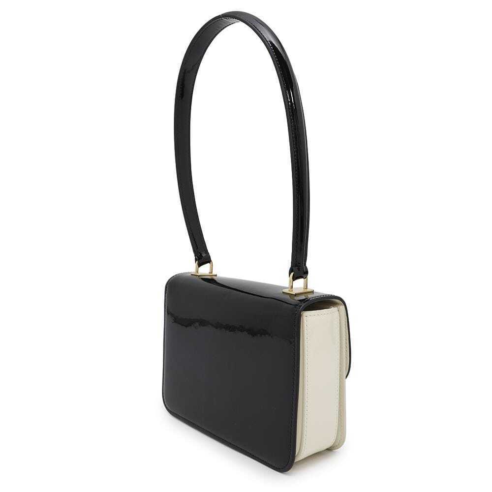 Celine Teen Garance Patent Vernis Shoulder Bag Hobo Black White - Picture 2 of 12